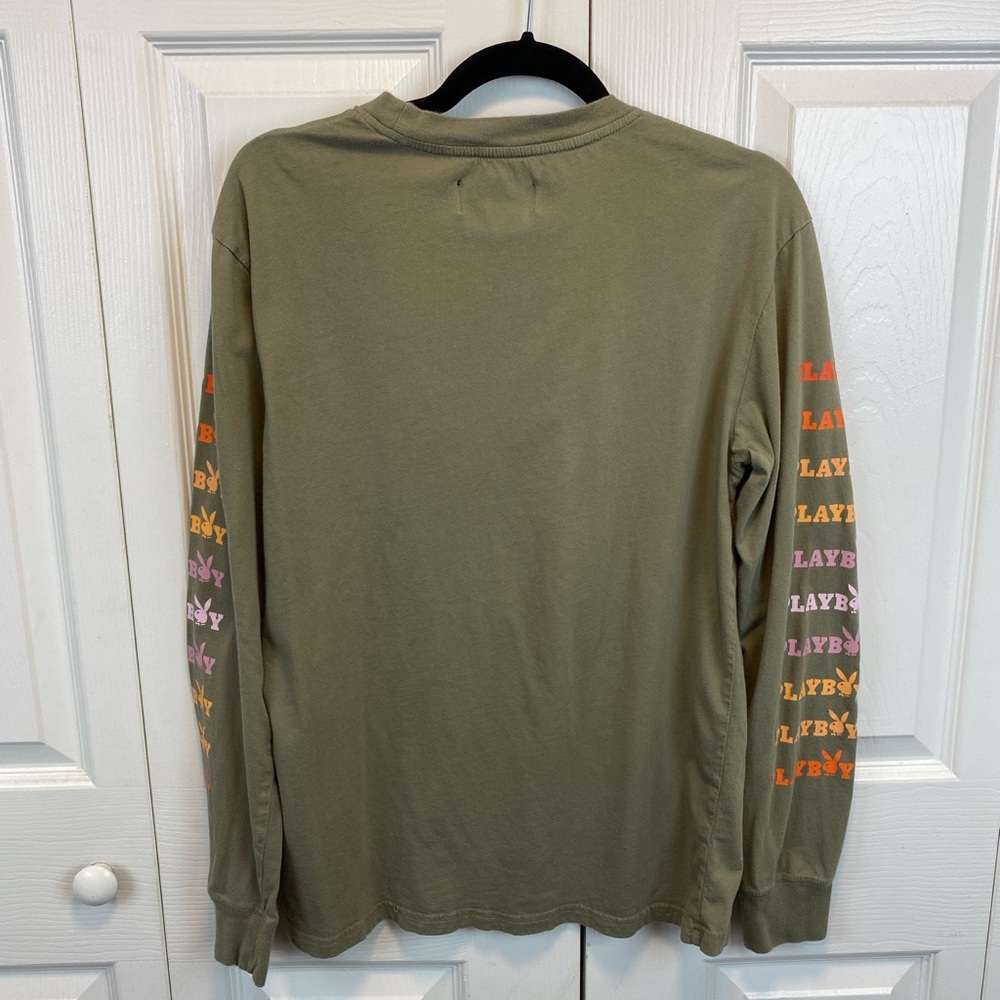 Playboy x Pacsun Long Sleeve Crewneck Graphic Bunny Tee Shirt Green Unisex Small - Picture 6 of 6